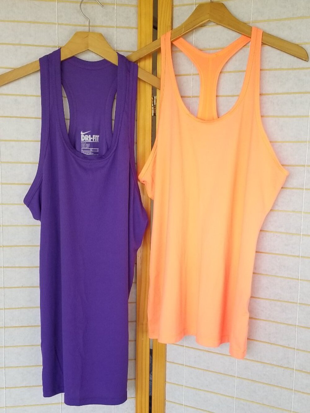 Nike Dri-Fit Slim Fit Racer Back Tank Tops Set of Two Purple Orange Women's XL